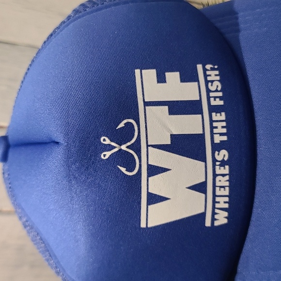 WTF fishing hat ball cap "Where's The Fish" NWT adjustable snap strap - Picture 2 of 6